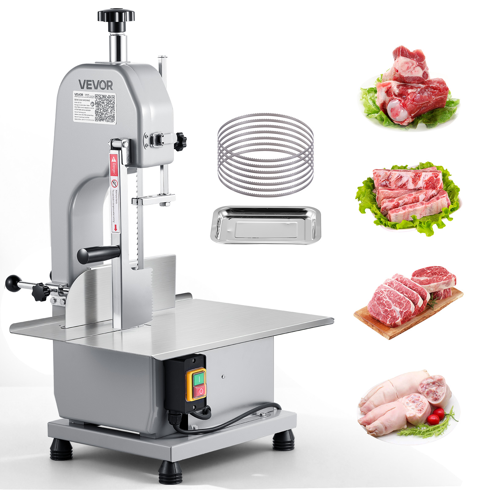VEVOR Commercial Electric Meat Bandsaw 1100/1500W Bone Saw Frozen Bones & Meat