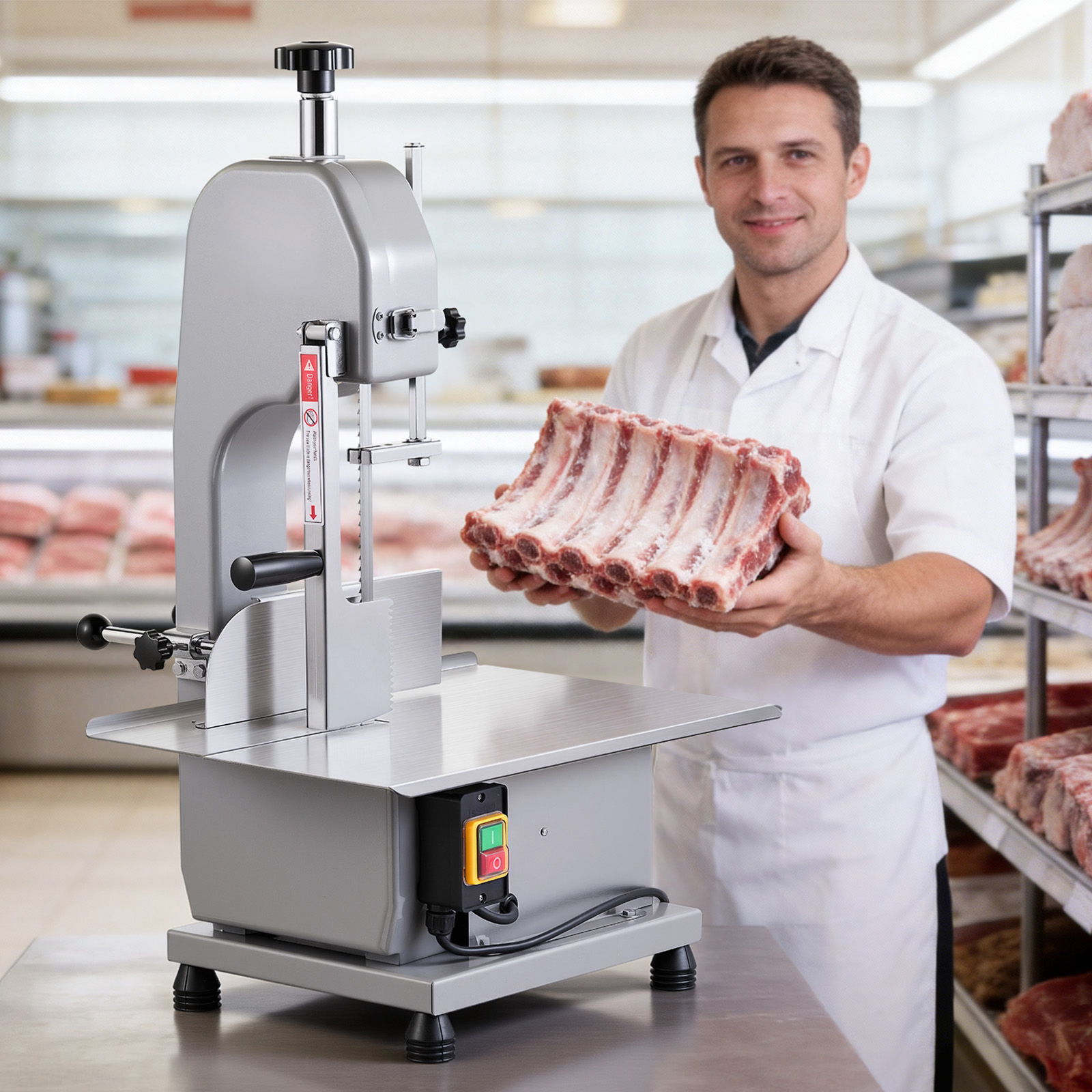 Uimoso Commercial Electric Meat Bandsaw 1100/1500W for Cutting Bones and Meat - Produktbild 9