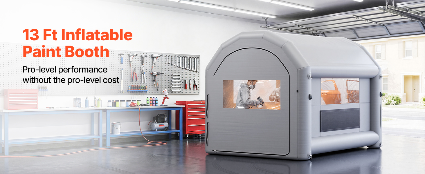 VEVOR Inflatable Auto Paint Booth – 13x10x9 ft, 750W, Gray