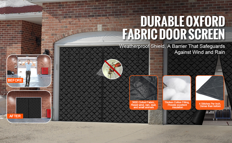 VEVOR magnetic garage door insulation curtain center closure