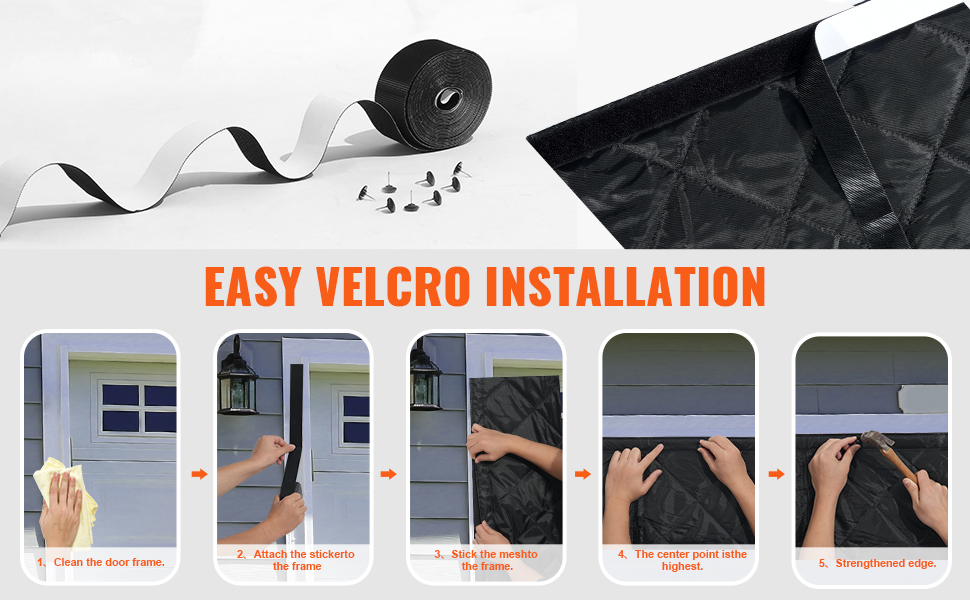 VEVOR garage door insulation curtain hook-and-loop installation strips