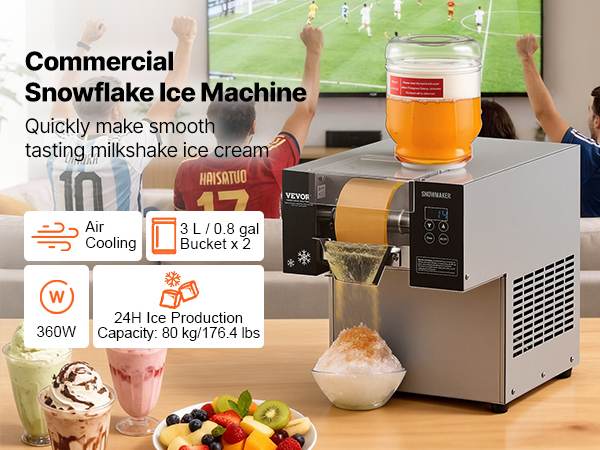 VEVOR Snowmaker Ice Cream Machine – 176.4 lbs, 40s Cooling