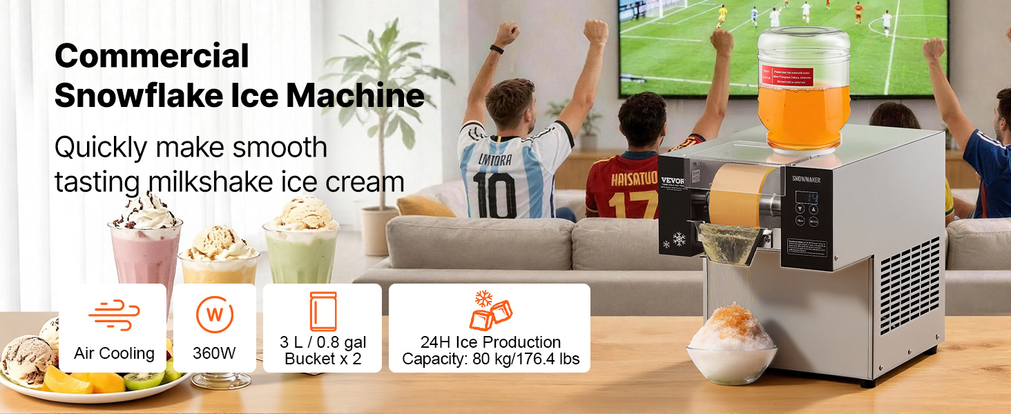 VEVOR Snowmaker Ice Cream Machine – 176.4 lbs, 40s Cooling