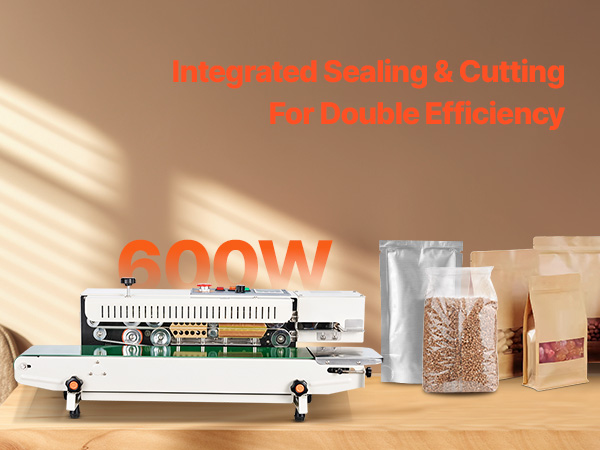 500W Industrielle Automatische Versiegelungsmaschine Horizontal Plastiktüte Siegelmaschine, Durchlaufsiegelgerät Folienschweißgerät Horizontal Kontinuierlich Plastiktüte Siegel Sealer