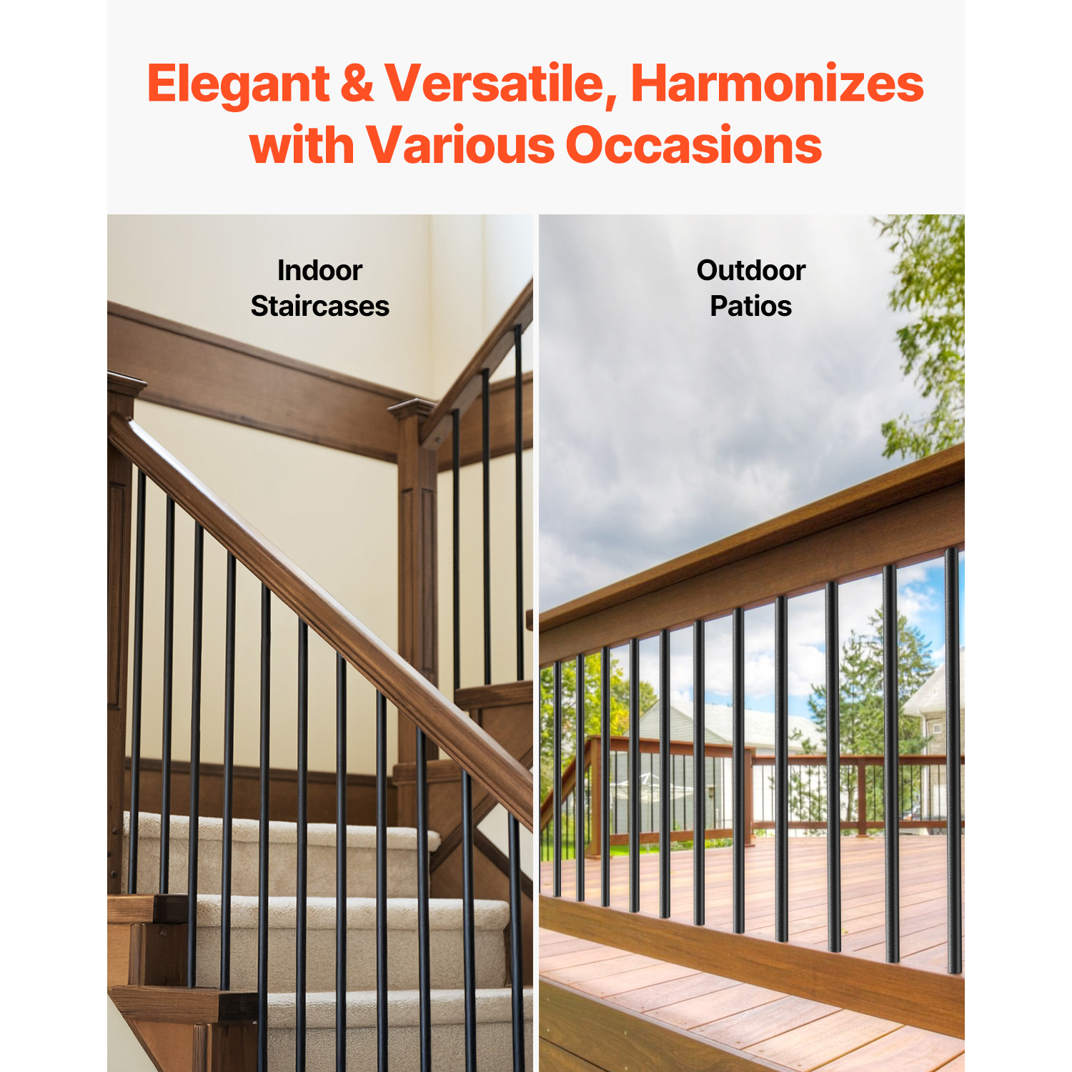 Uimoso Metal Staircase Deck Balusters 51/101/125 Pack 26/32/36 inch Aluminum - Produktbild 4