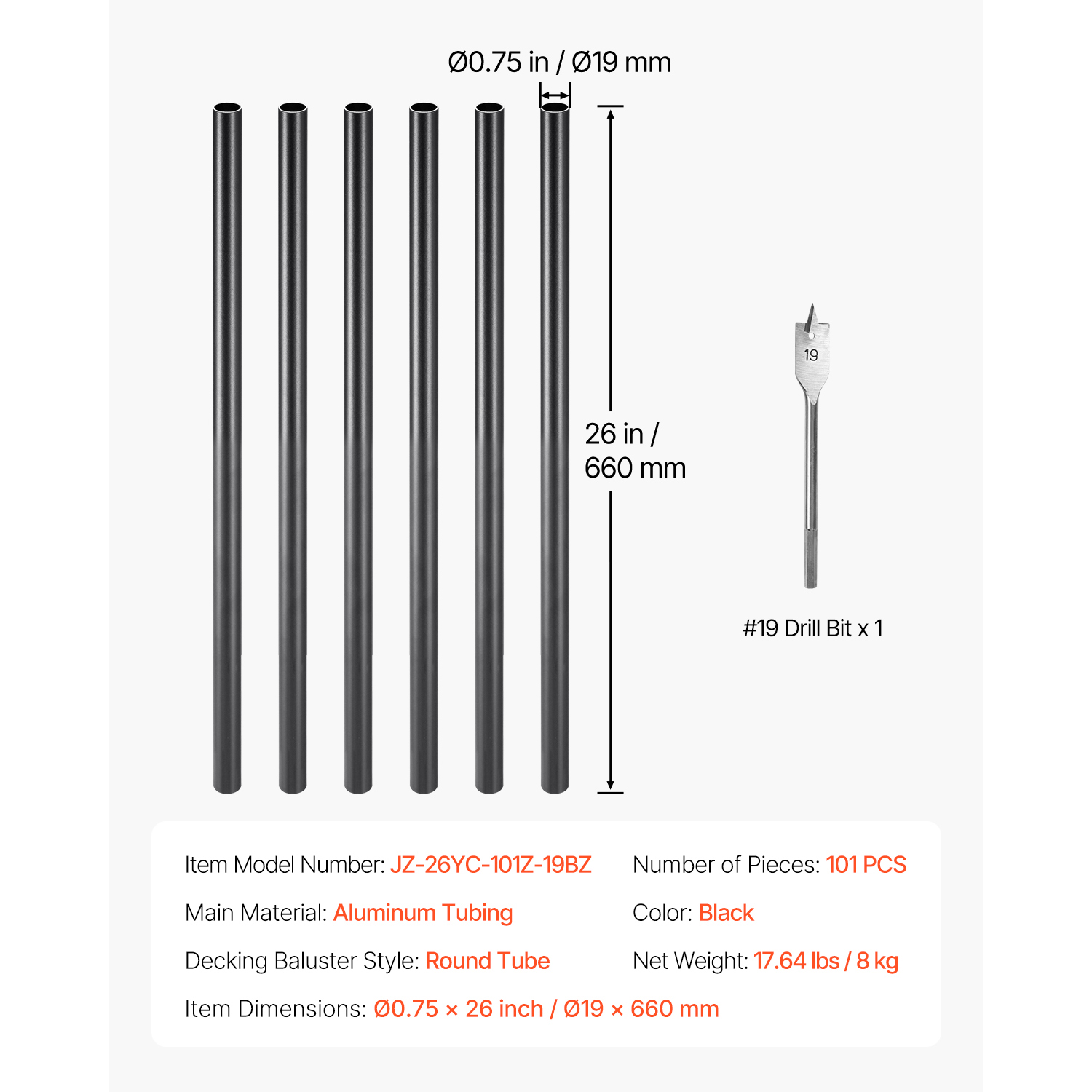 Uimoso Metal Staircase Deck Balusters 51/101/125 Pack 26/32/36 inch Aluminum - Produktbild 6