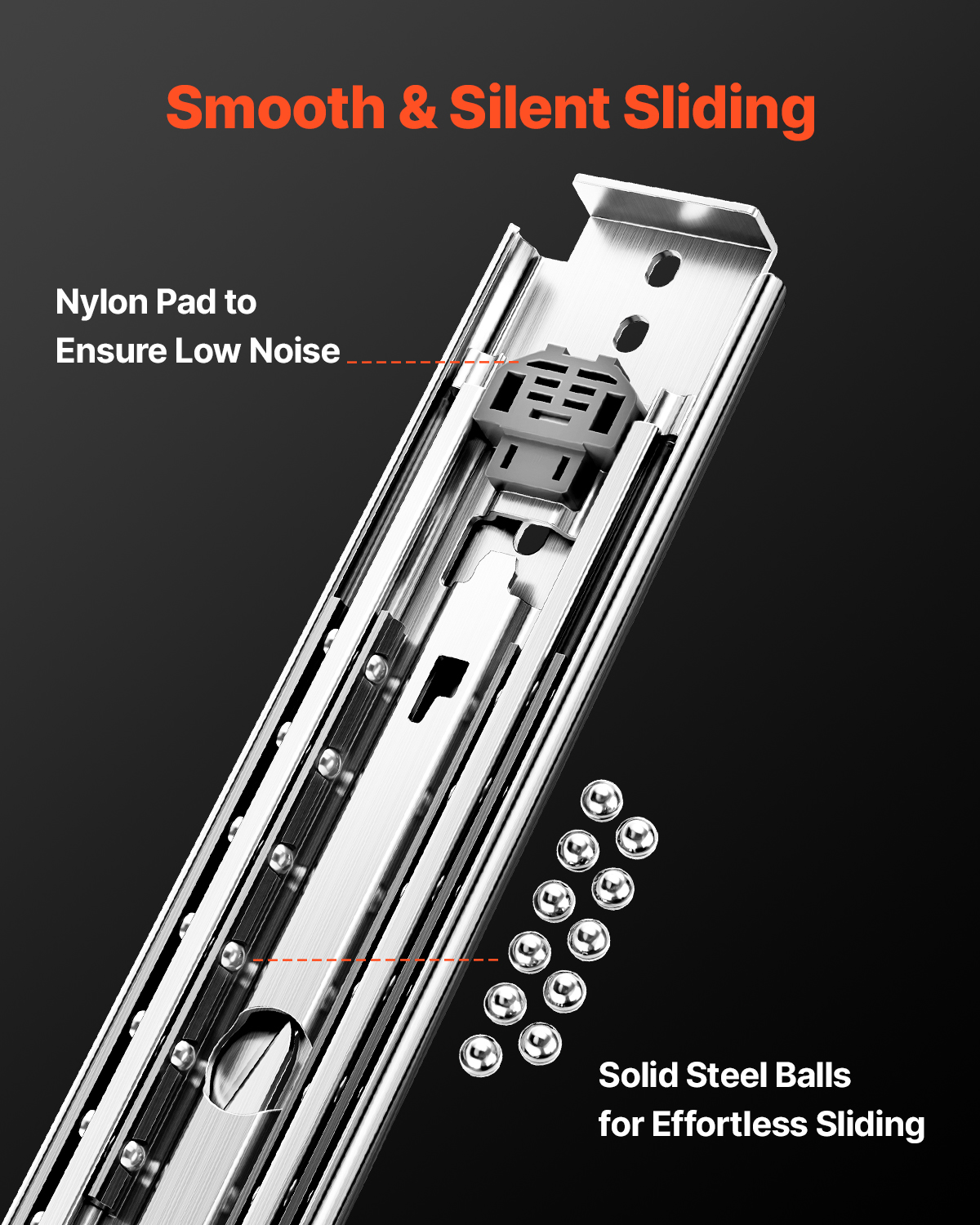 VEVOR 16in-60 in Full Extension Soft-Close Drawer Slides Ball Bearing Heavy Duty - Produktbild 3