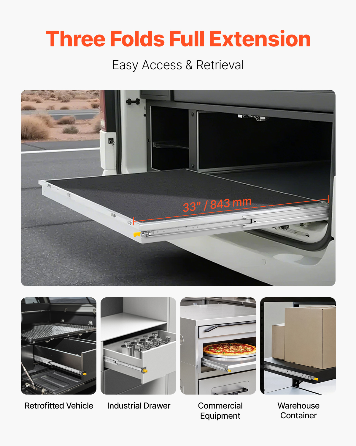 VEVOR 16in-60 in Full Extension Soft-Close Drawer Slides Ball Bearing Heavy Duty - Produktbild 4