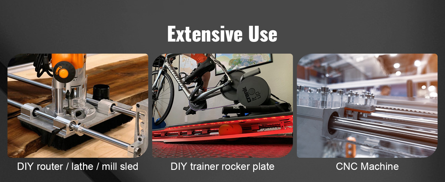 Set di guide lineari VEVOR utilizzate in applicazioni fai da te per router, piastre oscillanti per trainer e macchine CNC.